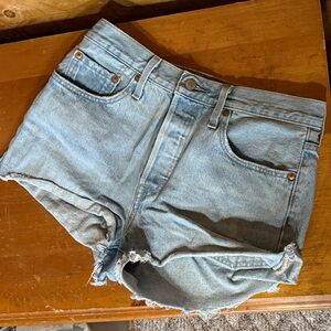 Levi's 501 Light Wash Distressed Denim Shorts 28
